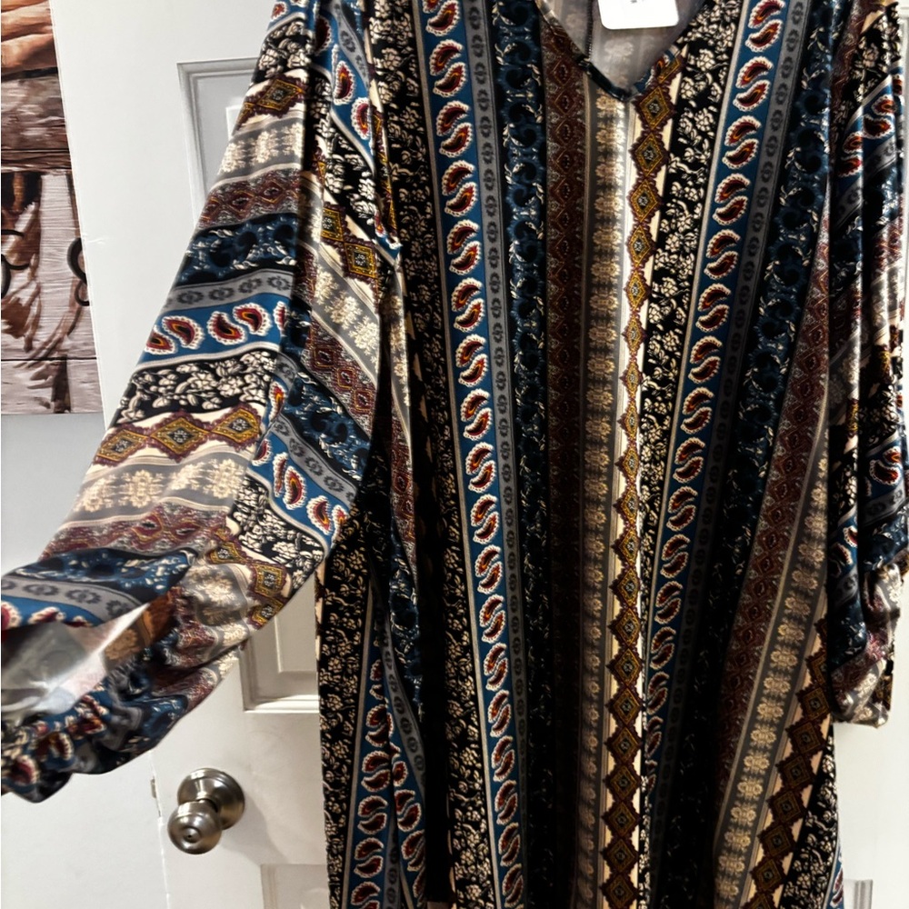 Elegant Multicolor Long Sleeve Dress